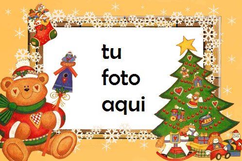 rbol De Año Nuevo Con Un Adorable Osito De Peluche Saludos De Año Nuevo Marco Para Foto - Árbol De Año Nuevo Con Un Adorable Osito De Peluche Saludos De Año Nuevo Marco Para Foto