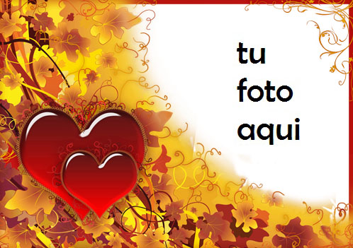 Ama y cae con grandes corazones rojos Marco Para Foto - Ama y cae con grandes corazones rojos Marco Para Foto