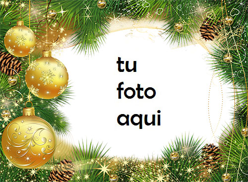Bolas De Oro De Árbol De Año Nuevo Marco Para Foto - Bolas De Oro De Árbol De Año Nuevo Marco Para Foto