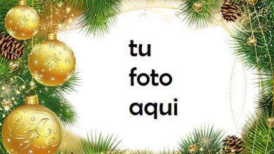Bolas De Oro De Árbol De Año Nuevo Marco Para Foto 390x220 - Bolas De Oro De Árbol De Año Nuevo Marco Para Foto