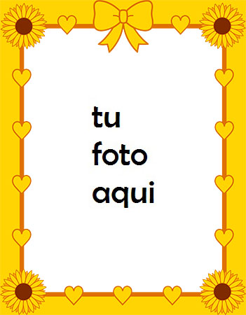 Corazón Amarillo Con Girasoles Marco Para Foto - Corazón Amarillo Con Girasoles Marco Para Foto