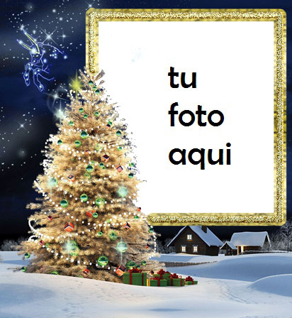 El Árbol De Navidad Más Bello Y Bello Y La Cabeza Del Año. Marco Para Foto - El Árbol De Navidad Más Bello Y Bello Y La Cabeza Del Año. Marco Para Foto