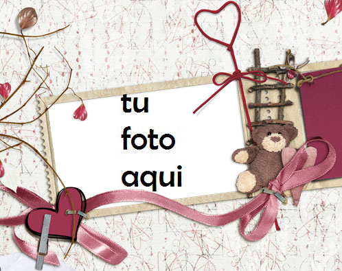 El Oso De Peluche Es Un Corazón Romántico. Marco Para Foto - El Oso De Peluche Es Un Corazón Romántico. Marco Para Foto
