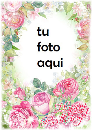 Feliz Cumpleaños Con Las Flores Rosadas Más Bellas Marco Para Foto - Feliz Cumpleaños Con Las Flores Rosadas Más Bellas Marco Para Foto