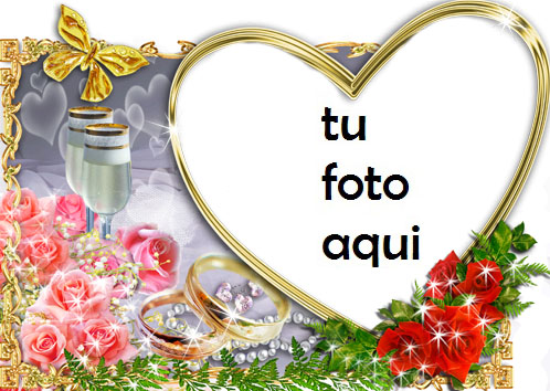 Los Anillos De Boda Son Dorados Y Los Corazones Son Dorados Marco Para Foto - Los Anillos De Boda Son Dorados Y Los Corazones Son Dorados Marco Para Foto