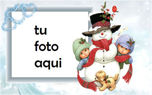 Muñeco De Nieve Con Niños Marco Para Foto - Muñeco De Nieve Con Niños Marco Para Foto