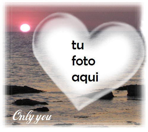 Puesta De Sol Y Corazón Sobre El Mar Marco Para Foto - Puesta De Sol Y Corazón Sobre El Mar Marco Para Foto