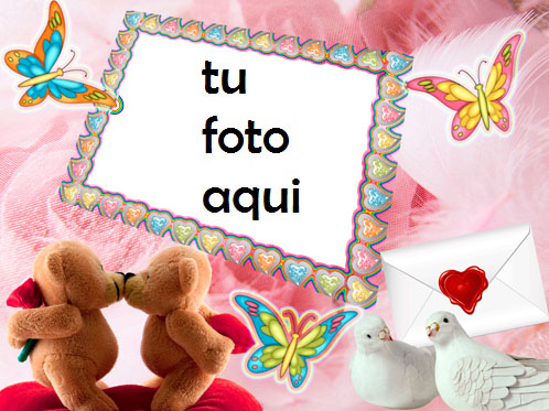 San Valent&iacute;n Mariposas Y Valentines Birds Marco Para Foto - San Valent&iacute;n Mariposas Y Valentines Birds Marco Para Foto