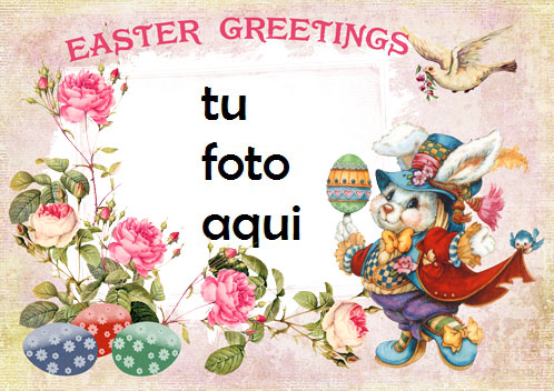 Tarjeta De Saludos De Pascua Vintage Marco Para Foto - Tarjeta De Saludos De Pascua Vintage Marco Para Foto