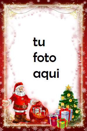 navidad marcos santa árbol de navidad y regalos marco para foto - navidad marcos santa árbol de navidad y regalos marco para foto
