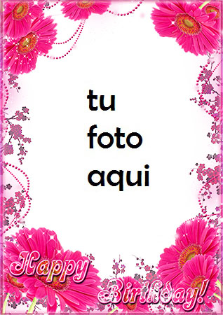 Marco Para Foto Gerberas Rosas En Tu Cumpleaños Amor Marcos - Marco Para Foto Gerberas Rosas En Tu Cumpleaños Amor Marcos