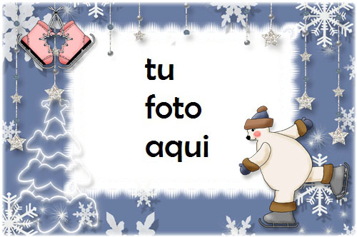 Marco Para Foto Oso De Patinaje Invierno Marcos 1 - Marco Para Foto Oso De Patinaje Invierno Marcos