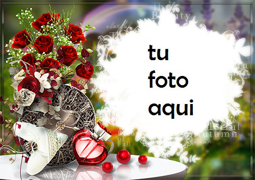 Marco Para Foto Rosas Rojas Con Perfume En Forma De Corazón Amor Marcos - Marco Para Foto Rosas Rojas Con Perfume En Forma De Corazón Amor Marcos