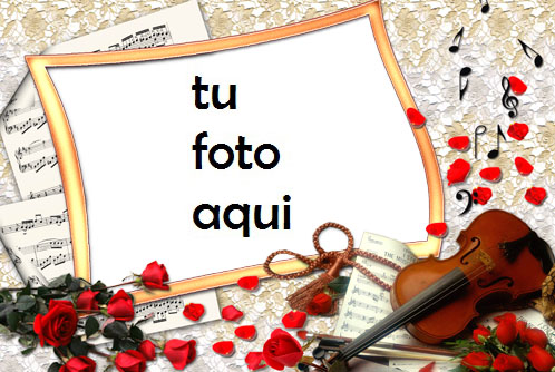Marco Para Foto Rosas Y Violín Amor Marcos - Marco Para Foto Rosas Y Violín Amor Marcos