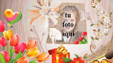 Marco colgado en la pared de flores foto marcos 390x220 - 爱情相框：花墙挂画照片相框