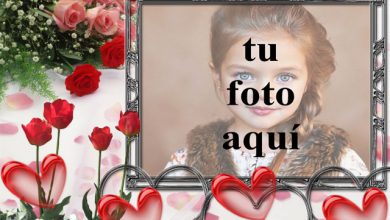Marco decorado con flores y corazones. foto marcos 390x220 - Marco decorado con flores y corazones. foto marcos