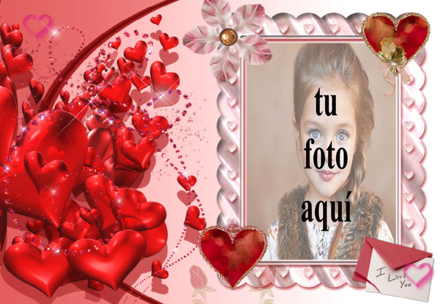 marco rosa con muchos corazones rojos foto marcos - marco rosa con muchos corazones rojos foto marcos