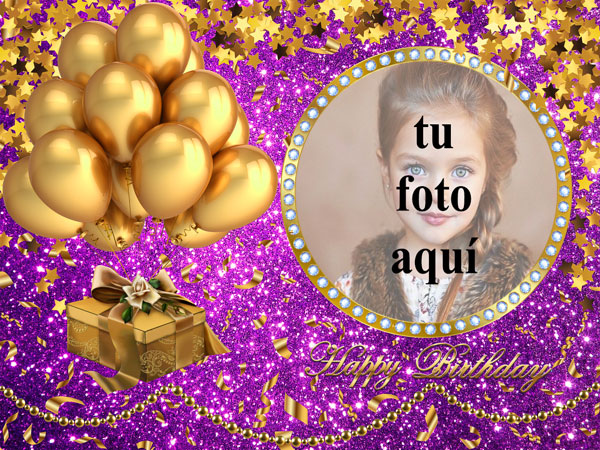 Feliz Cumpleaños Con Globos Dorados Marcos para fotos - Feliz Cumpleaños Con Globos Dorados Marcos para fotos
