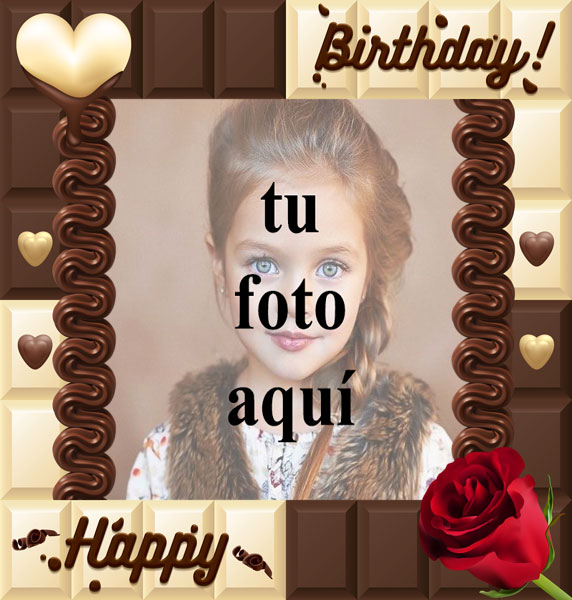 Feliz Cumpleaños Chocolate Blanco Y Negro Marco Foto - Feliz Cumpleaños Chocolate Blanco Y Negro Marco Foto