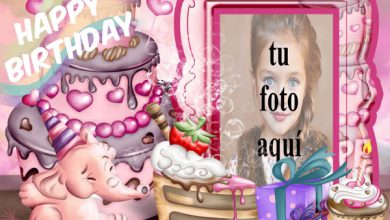 Feliz Cumpleaños Con Bebé Elefante Marcos para fotos 390x220 - Feliz Cumpleaños Con Bebé Elefante Marcos para fotos
