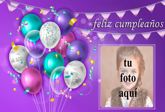 Marco de fotos de feliz cumpleaños con fiesta decorada 2 - Marco de fotos de feliz cumpleaños con fiesta decorada 2