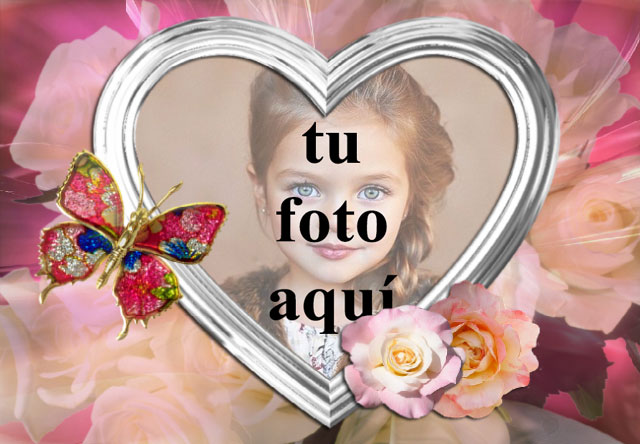 Mariposa Joya con marco de fotos corazón blanco - Mariposa Joya con marco de fotos corazón blanco