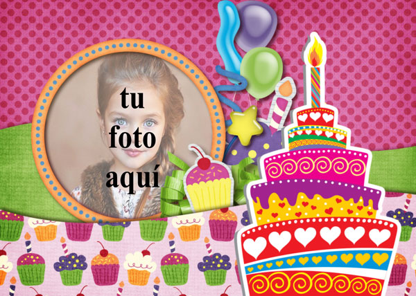 Tarjeta De Feliz Cumpleaños Con Pastel Marcos para fotos - Tarjeta De Feliz Cumpleaños Con Pastel Marcos para fotos