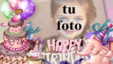 Tarjeta De Feliz Cumpleaños Con Buen Pastel Marcos para fotos 390x220 - Tarjeta De Feliz Cumpleaños Con Buen Pastel Marcos para fotos