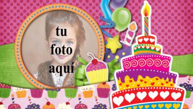 Tarjeta De Feliz Cumpleaños Con Pastel Marcos para fotos 390x220 - Tarjeta De Feliz Cumpleaños Con Pastel Marcos para fotos