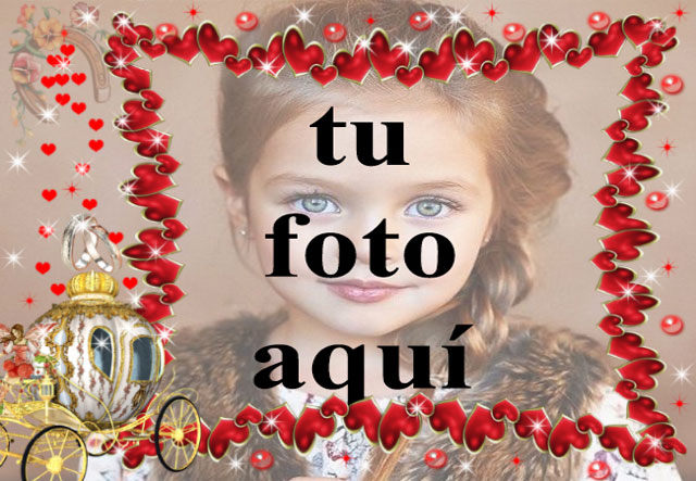 coche mágico con collar marco de fotos de corazones rojos - coche mágico con collar marco de fotos de corazones rojos