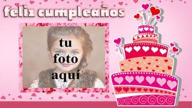 feliz cumpleaños marco de fotos corazones pastel 390x220 - feliz cumpleaños marco de fotos corazones pastel