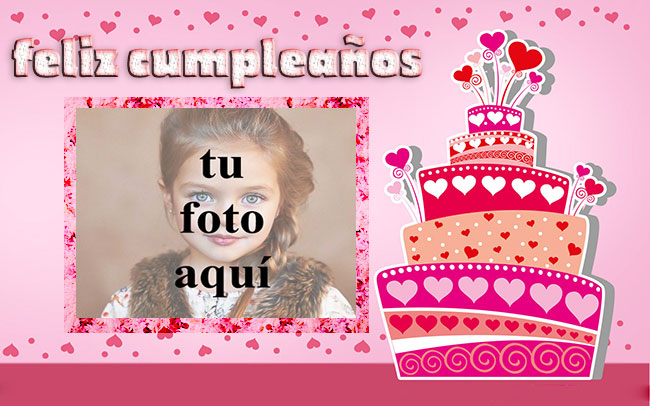 feliz cumpleaños marco de fotos corazones pastel - feliz cumpleaños marco de fotos corazones pastel
