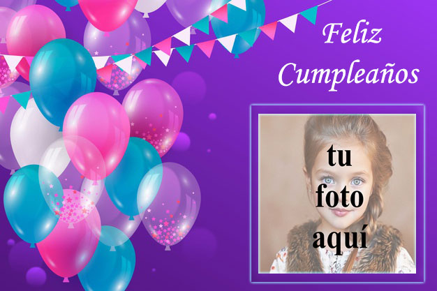 marco de fotos de feliz cumpleaños con bonitos globos de colores - marco de fotos de feliz cumpleaños con bonitos globos de colores