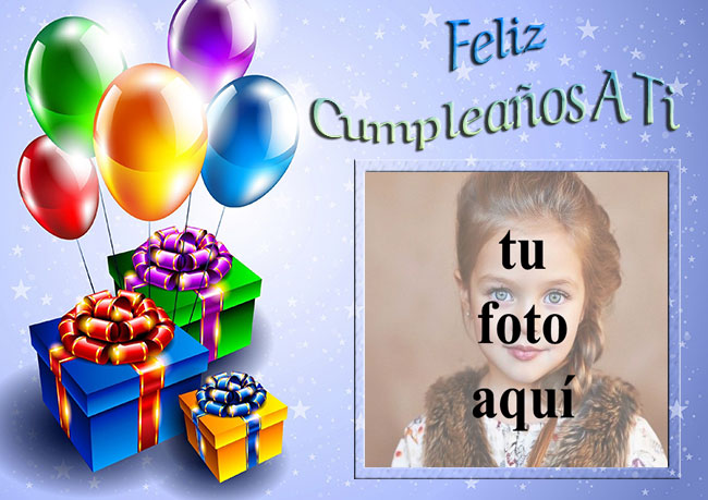 marco de fotos feliz cumpleaños con regalos y globos - marco de fotos feliz cumpleaños con regalos y globos
