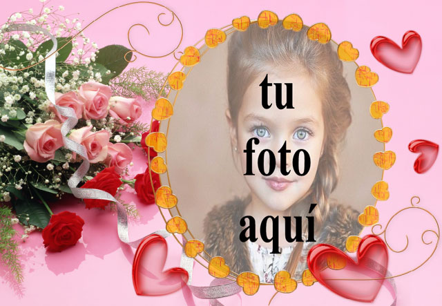 marco de fotos circulo de corazones dorados - marco de fotos círculo de corazones dorados
