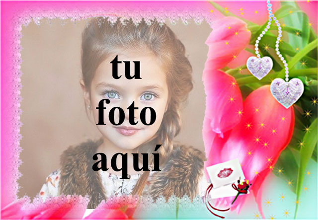 marco de fotos de amor rojo con flor romantica - marco de fotos de amor rojo con flor romántica