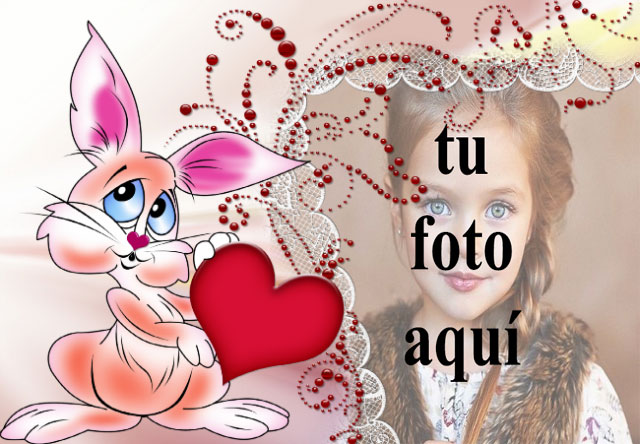 marco de fotos de conejito de amor con marco decorativo - marco de fotos de conejito de amor con marco decorativo