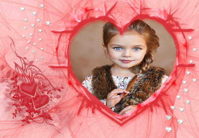 marco de fotos romantico color rosa y gran corazon romantico - marco de fotos romántico color rosa y gran corazón romántico