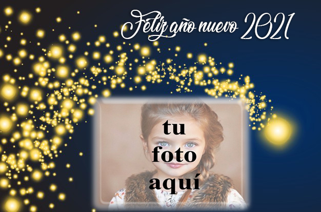 Feliz ano nuevo 2021 marco de fotos de estrellas doradas - Feliz año nuevo 2021 marco de fotos de estrellas doradas