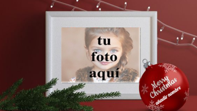 marco para fotos con nombre 14 390x220 - feliz navidad foto tarjeta con nombre